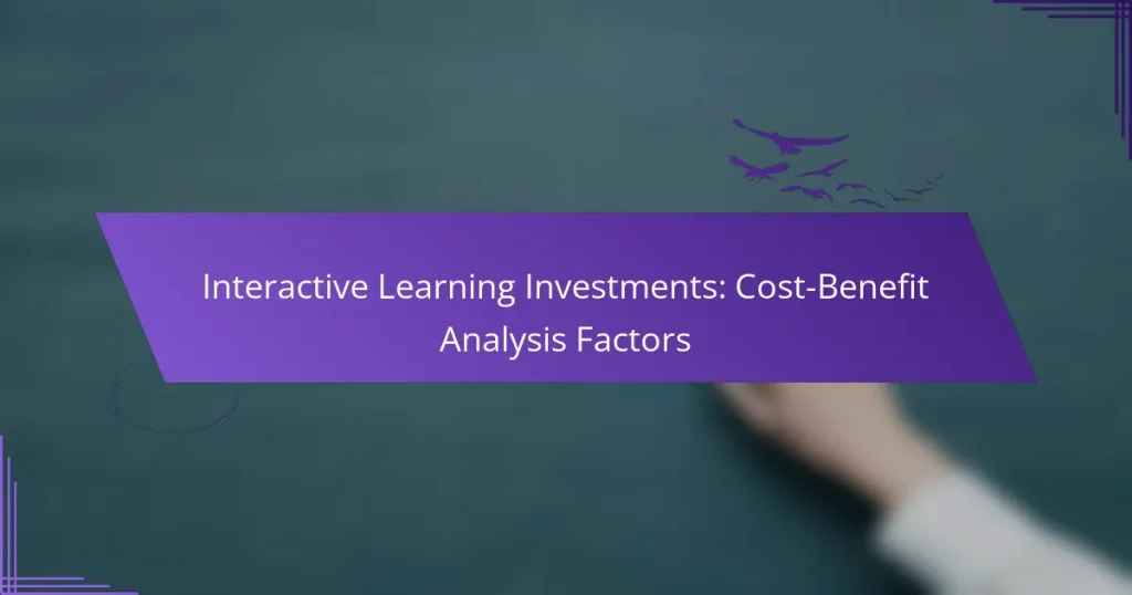 Interactive Learning Investments: Cost-Benefit Analysis Factors