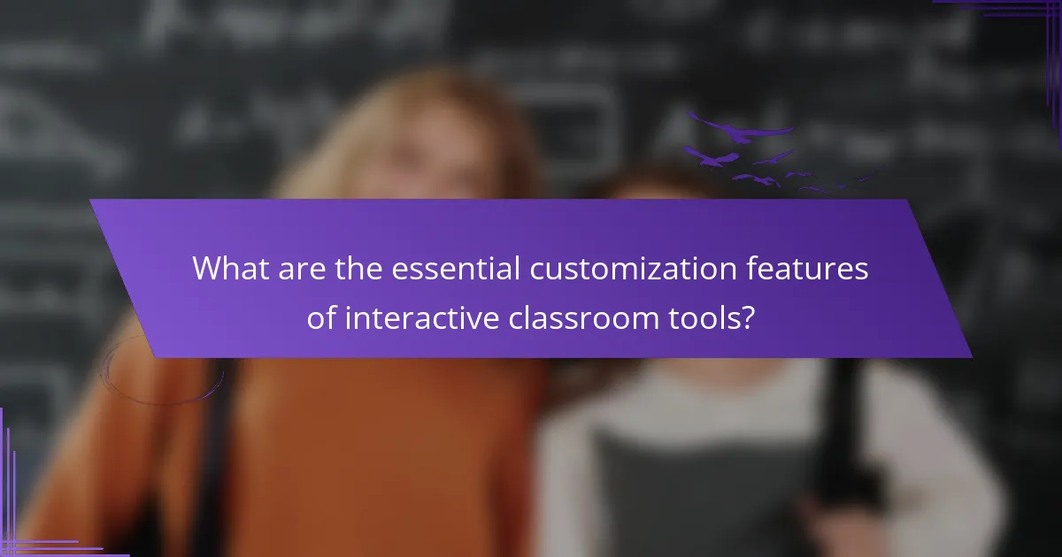 What are the essential customization features of interactive classroom tools?